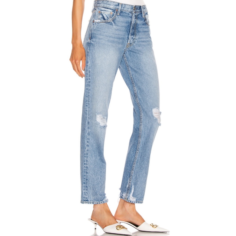 ✨NWT✨ GRLFRND Helena Distressed Straight Leg Jean in Good Life - Picture 3 of 9